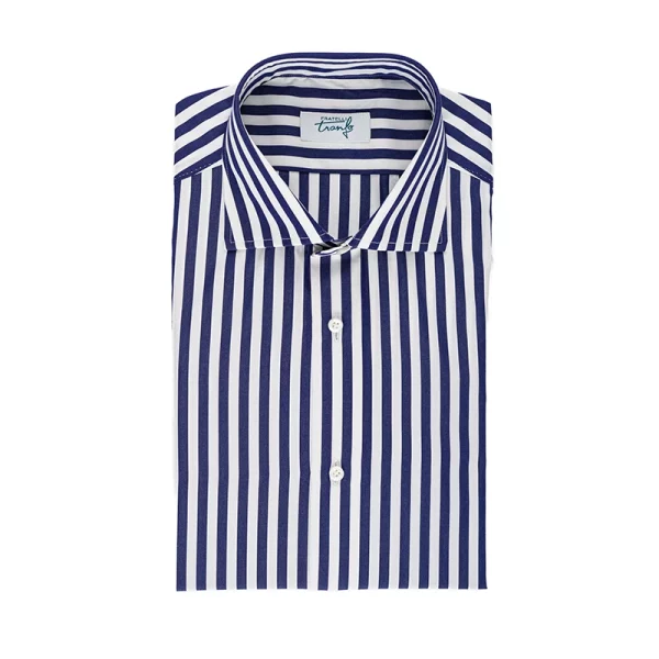 Camicia Cotone - Riga Larga Blu